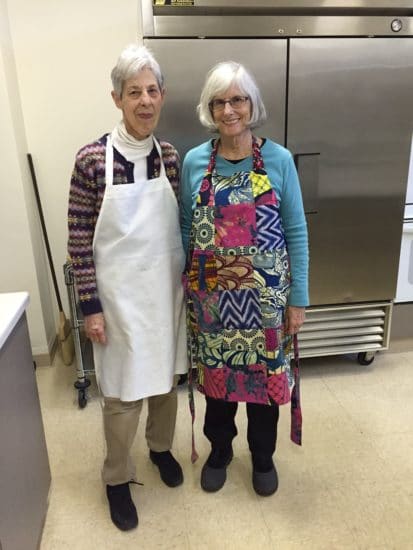 Jan and Barbara preparing Warming Center meal