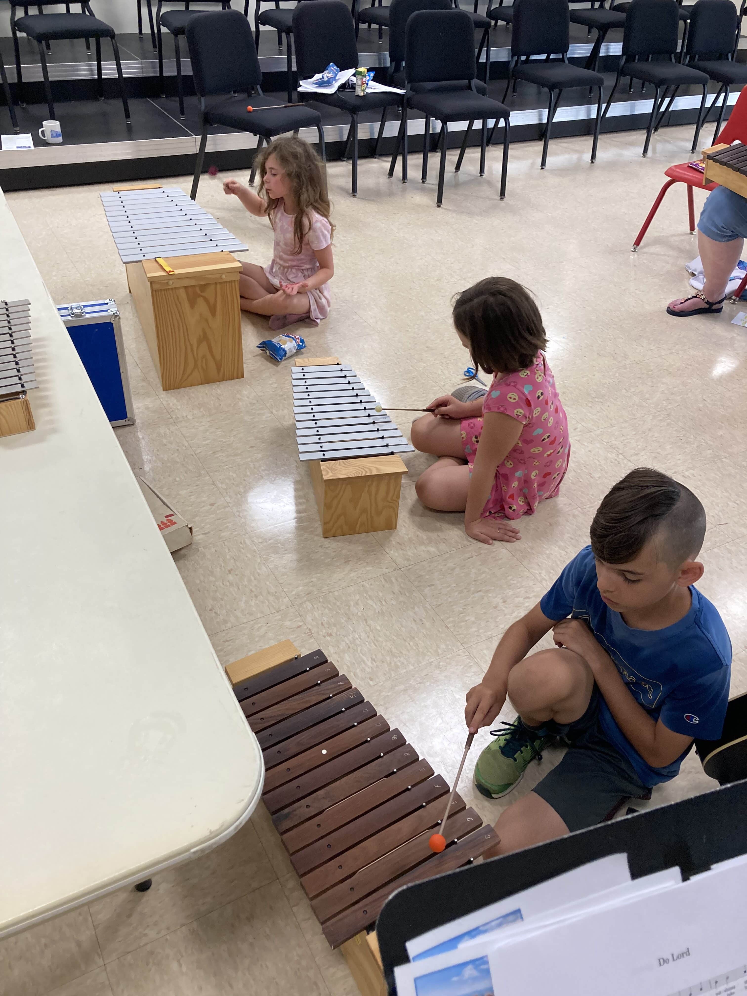 Students playing xylophones (8-3-22)
